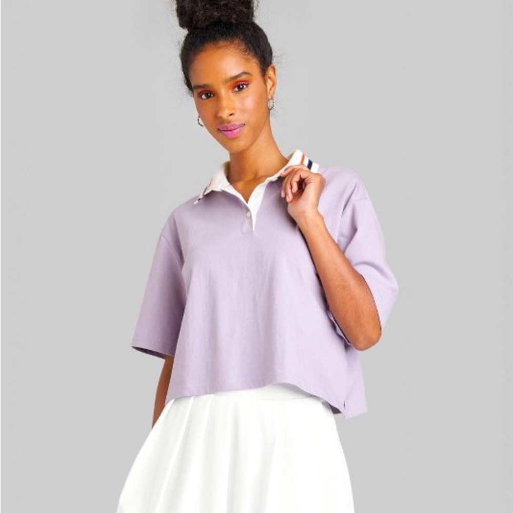 Women's Short Sleeve Rugby Shirt by Wild Fable Purple. Size 3X